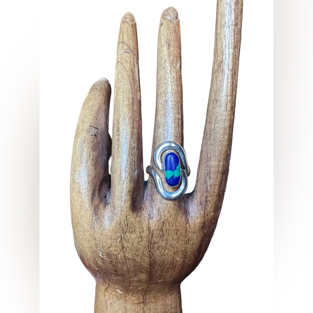 Sterling silver azurite ring